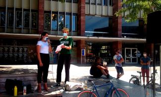 Fridays for Future Rede auf dem Platz der Alten Synagoge