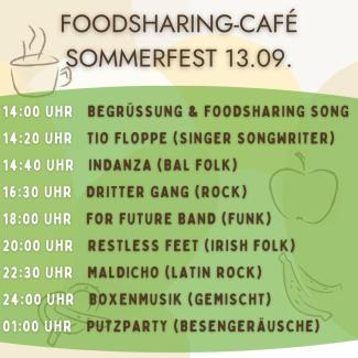 Programm Foodsharing-Sommerfest am 13.09.24